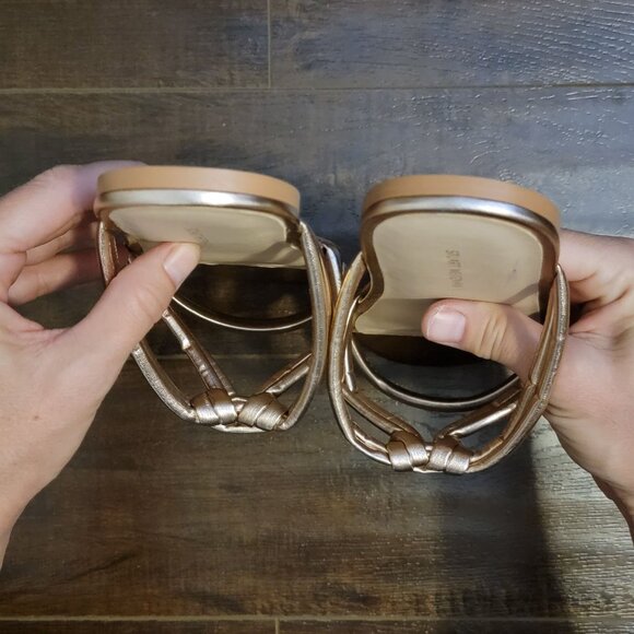 NEW Stuart Weitzman Sandals Womens 7.5 Metallic Luxury Designer Chic Shiny - Picture 4 of 8